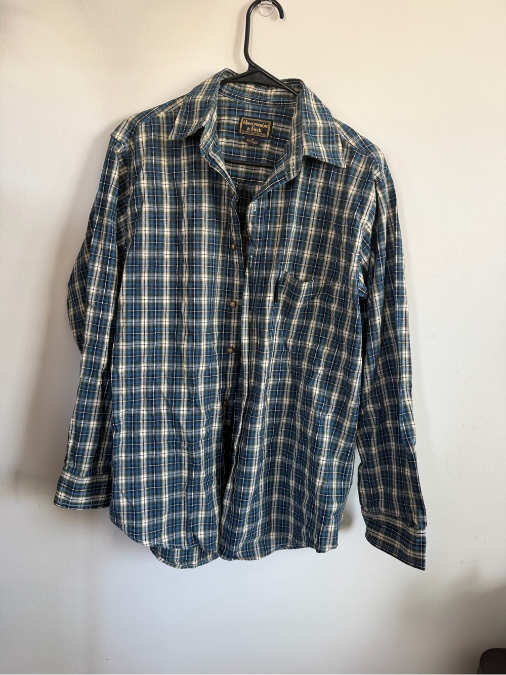 Abercrombie & Fitch Blue and White Plaid Button-Down Shirt